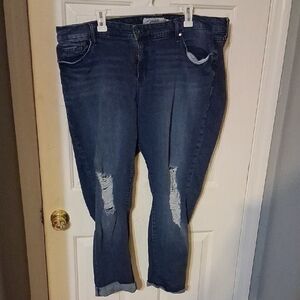 Torrid Medium Blue Ripped Cropped Jeans